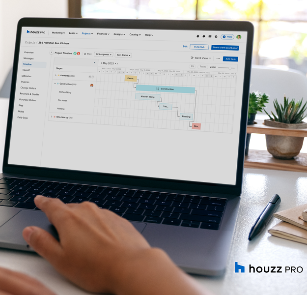 Houzz Pro Timeline tool keeps renovation and design projects on track